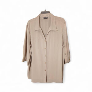 Maggie Barnes Women's Beige Button-Front Blouse 2X (45JC)